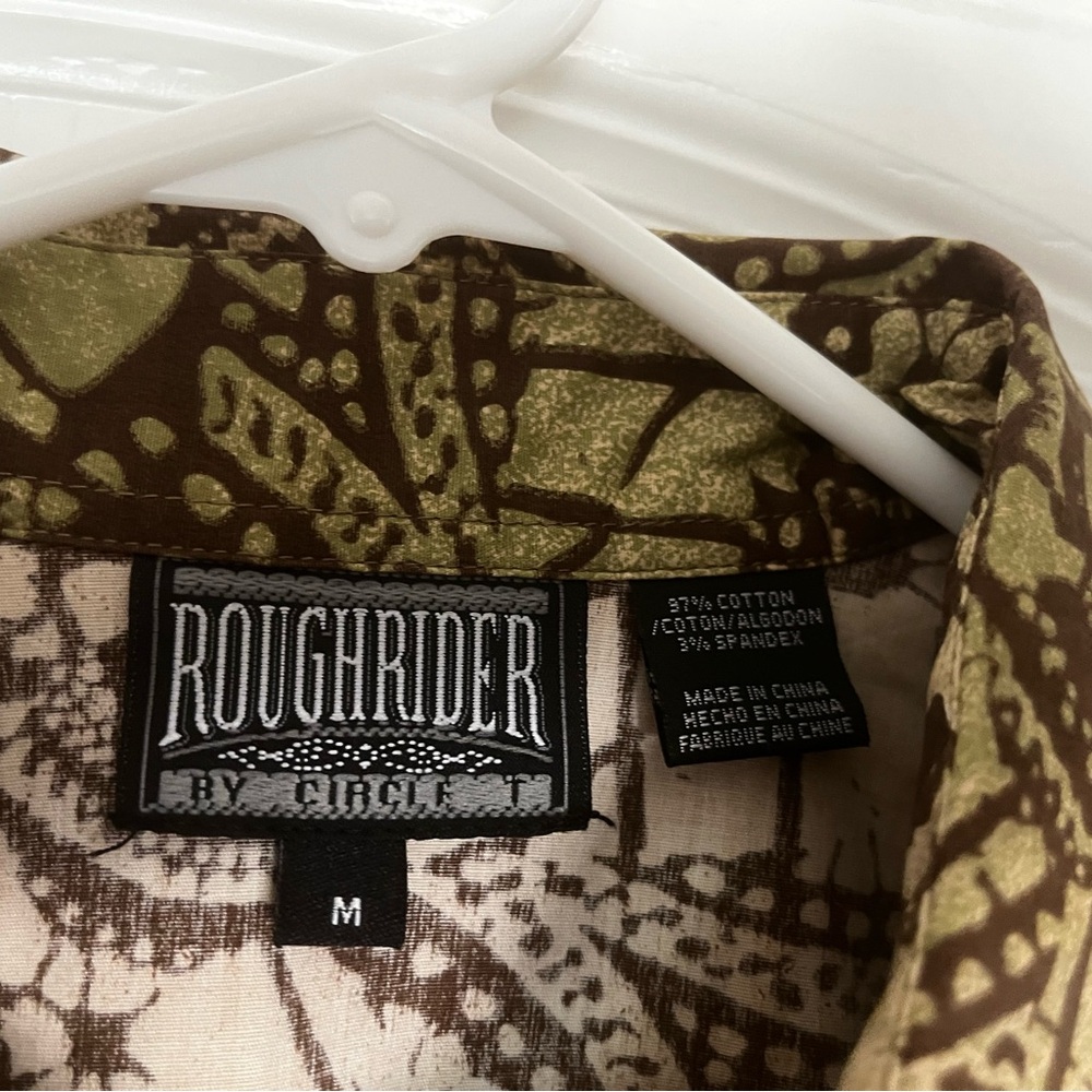 Vintage RoughRider By Circle T Brown Green Coastal Western Snap Shirt Sz M, NWOT - Picture 11 of 13